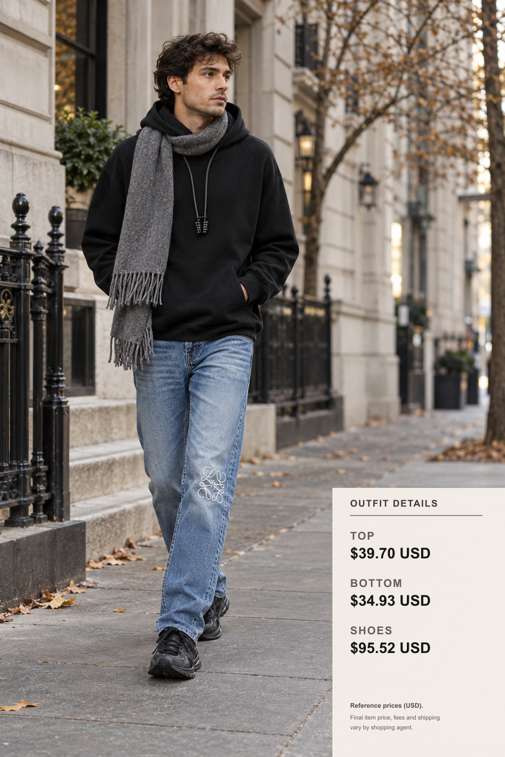 loewe Scarf: 3 Fall-Winter Styling Ideas outfit 2 full-body street style for fashionreps
